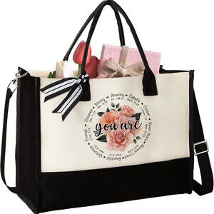 Christian Canvas Tote Bag Women Gifts Prayer Bible Inspirational Cross